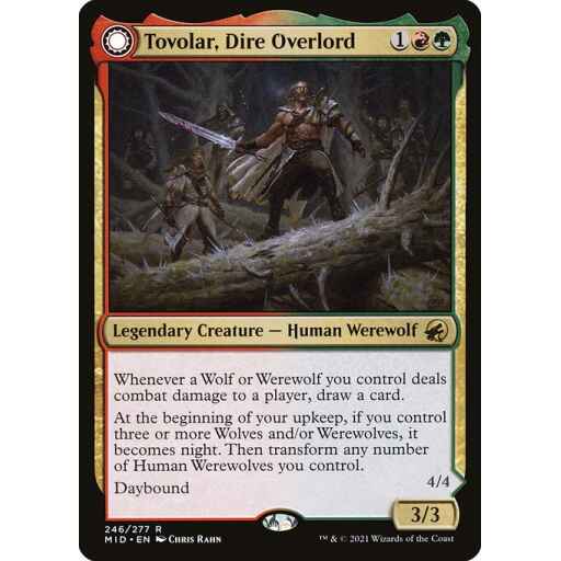 Innistrad: Midnight Hunt - 246 - Tovolar, Dire Overlord // Tovolar, the Midnight Scourge - Rare - C - Foil