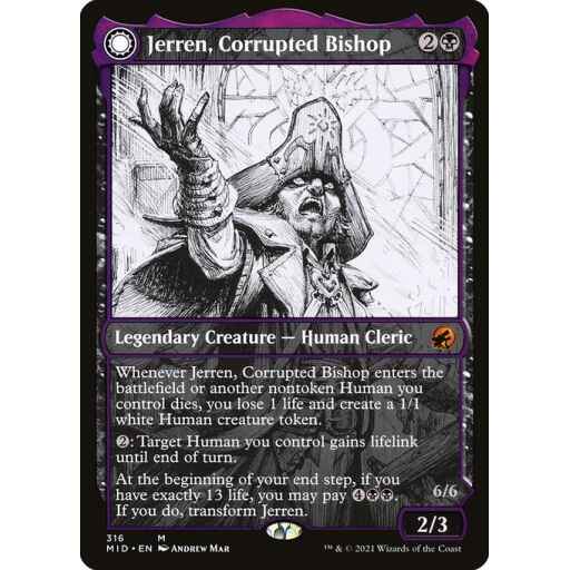 Innistrad: Midnight Hunt - 316 - Jerren, Corrupted Bishop // Ormendahl, the Corrupter - Mythic - C - Non-foil