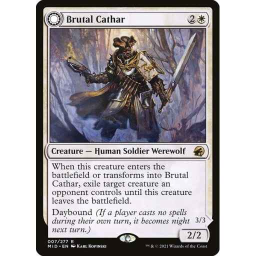 Innistrad: Midnight Hunt - 7 - Brutal Cathar // Moonrage Brute - Rare - C - Non-foil