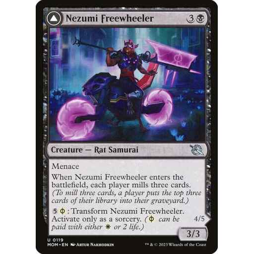 March of the Machine - 119 - Nezumi Freewheeler // Hideous Fleshwheeler - Uncommon - C - Non-foil