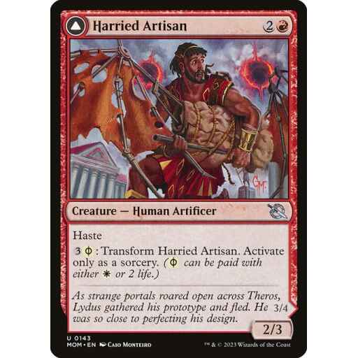 March of the Machine - 143 - Harried Artisan // Phyrexian Skyflayer - Uncommon - C - Non-foil