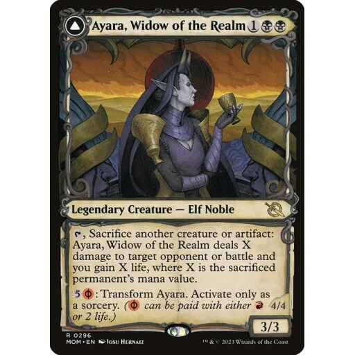 March of the Machine - 296 - Ayara, Widow of the Realm // Ayara, Furnace Queen - Rare - C - Foil