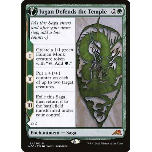 Kamigawa: Neon Dynasty - 194 - Jugan Defends the Temple // Remnant of the Rising Star - Mythic - C - Non-foil
