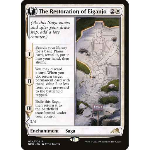 Kamigawa: Neon Dynasty - 34 - The Restoration of Eiganjo // Architect of Restoration - Rare - C - Foil