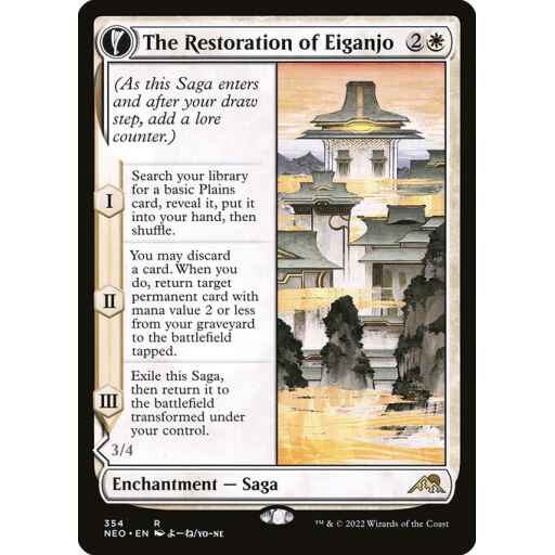 Kamigawa: Neon Dynasty - 354 - The Restoration of Eiganjo // Architect of Restoration - Rare - C - Foil