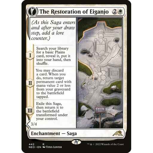 Kamigawa: Neon Dynasty - 442 - The Restoration of Eiganjo // Architect of Restoration - Rare - C - Non-foil