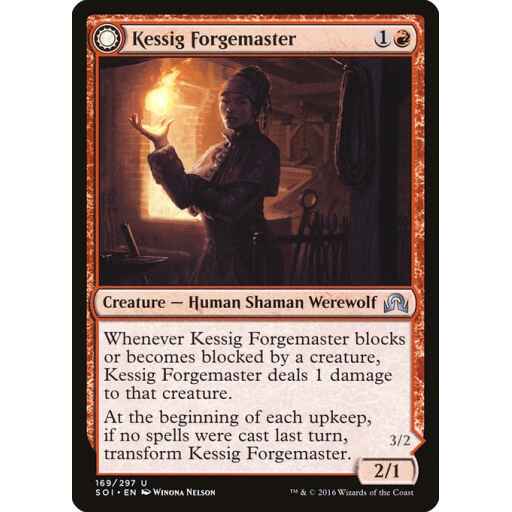 Shadows over Innistrad - 169 - Kessig Forgemaster // Flameheart Werewolf - Uncommon - C - Non-foil