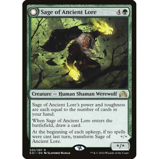 Shadows over Innistrad - 225 - Sage of Ancient Lore // Werewolf of Ancient Hunger - Rare - C - Non-foil