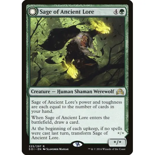 Shadows over Innistrad - 225 - Sage of Ancient Lore // Werewolf of Ancient Hunger - Rare - C - Non-foil