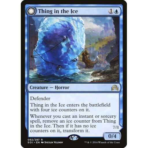 Shadows over Innistrad - 92 - Thing in the Ice // Awoken Horror - Rare - C - Non-foil