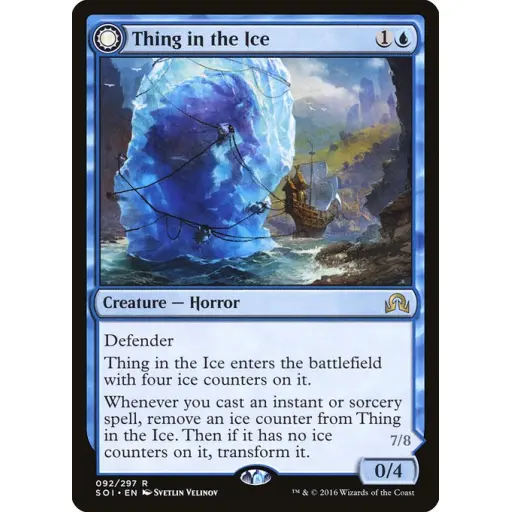 Shadows over Innistrad - 92 - Thing in the Ice // Awoken Horror - Rare - C - Non-foil