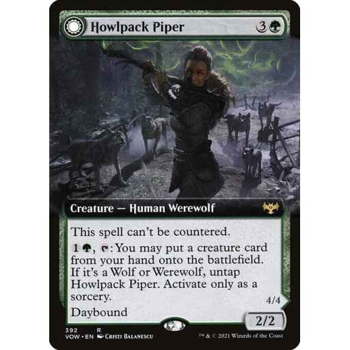 Innistrad: Crimson Vow - 392 - Howlpack Piper // Wildsong Howler - Rare - C - Foil