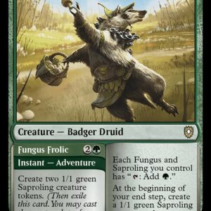 Bloomburrow Commander - 28 - Brightcap Badger // Fungus Frolic - Rare - G - Non-foil (Front)