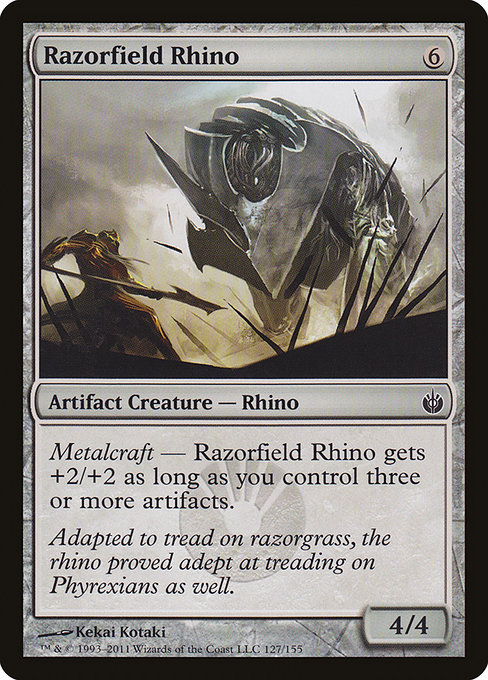 Mirrodin Besieged - 127 - Razorfield Rhino - Common - C - Non-foil (Front)