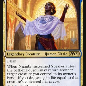 Core Set 2021 Promos - 222p - Niambi, Esteemed Speaker - Rare - WU - Foil - Promo (Front)