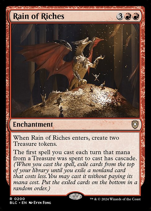 Bloomburrow Commander - 200 - Rain of Riches - Rare - R - Non-foil (Front)