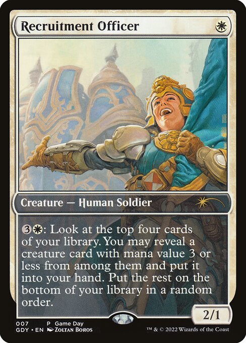 Game Day Promos - 7 - Recruitment Officer - Rare - W - Non-foil - Promo (Front)