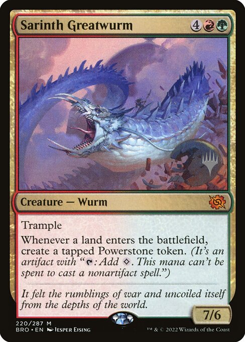 The Brothers' War Promos - 220p - Sarinth Greatwurm - Mythic - RG - Non-foil - Promo (Front)