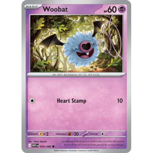 White Flare - 036/086 - Woobat - Master Ball Reverse Holo
