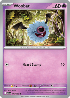 White Flare - 036/086 - Woobat - Reverse Holo