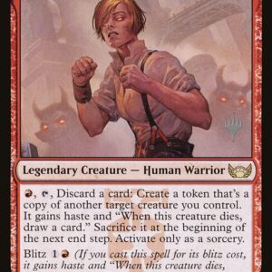 Streets of New Capenna Promos - 112p - Jaxis, the Troublemaker - Rare - R - Non-foil - Promo (Front)