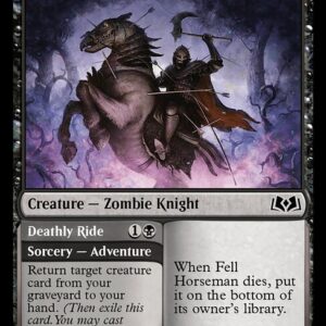 Wilds of Eldraine - 92 - Fell Horseman // Deathly Ride - Common - B - Non-foil (Front)