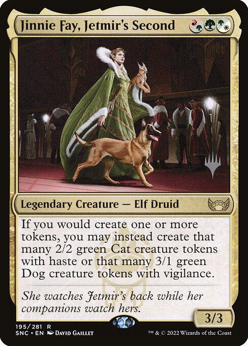 Streets of New Capenna Promos - 195p - Jinnie Fay, Jetmir's Second - Rare - Multi - Foil - Promo (Front)