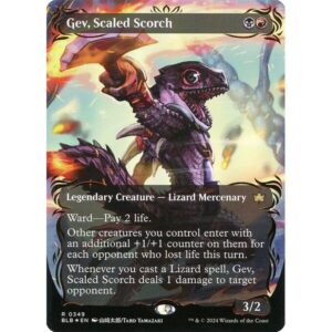 Bloomburrow - 349 - Gev, Scaled Scorch - Rare - BR - Foil (Front)