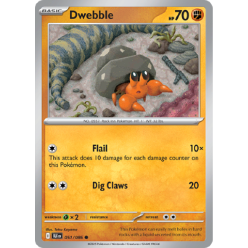 Black Bolt - 051/086 - Dwebble - Master Ball Reverse Holo