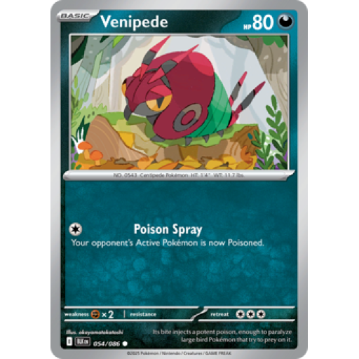 Black Bolt - 054/086 - Venipede - Master Ball Reverse Holo