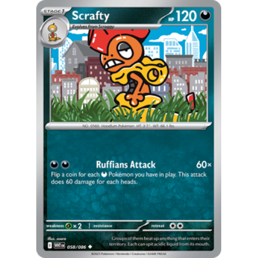 White Flare - 058/086 - Scrafty - Master Ball Reverse Holo