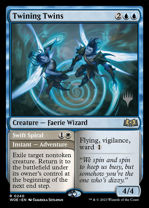 Wilds of Eldraine Promos - 240p - Twining Twins // Swift Spiral - Rare - U - Non-foil - Promo (Front)