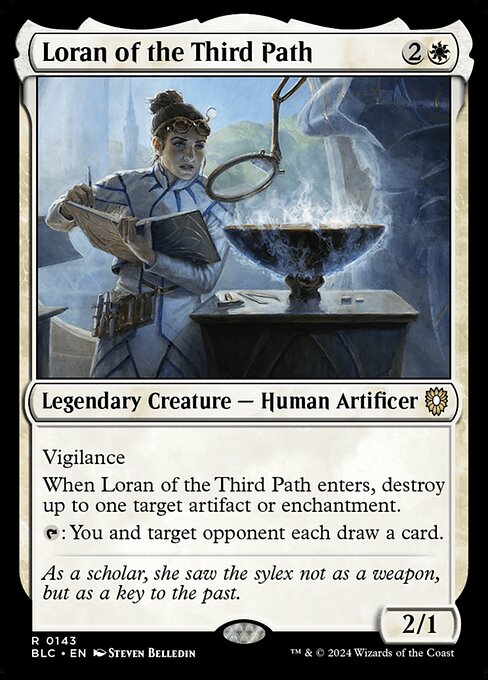 Bloomburrow Commander - 143 - Loran of the Third Path - Rare - W - Non-foil (Front)