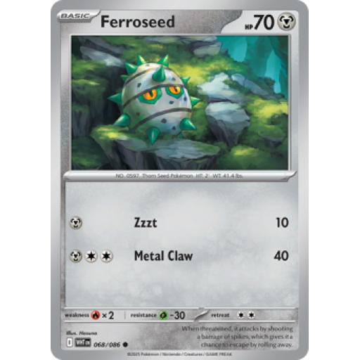 White Flare - 068/086 - Ferroseed - Poke Ball Reverse Holo
