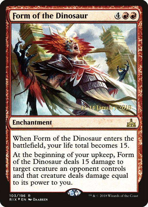 Rivals of Ixalan Promos - 103s - Form of the Dinosaur - Rare - R - Foil - Datestamped Promo (Front)