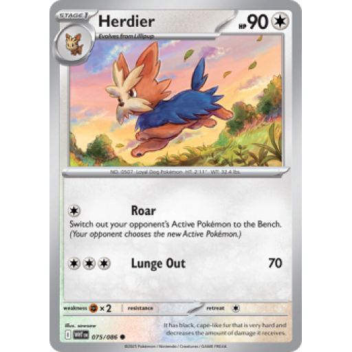 White Flare - 075/086 - Herdier - Master Ball Reverse Holo
