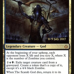 Hour of Devastation Promos - 145s - The Scarab God - Mythic - UB - Foil - Datestamped Promo (Front)