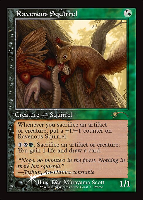 Wizards Play Network 2024 - 15 - Ravenous Squirrel - Rare - BG - Foil - Promo (Front)