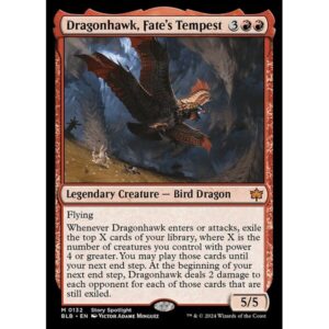 Bloomburrow - 132 - Dragonhawk, Fate's Tempest - Mythic - R - Foil (Front)