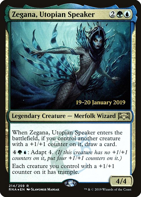 Ravnica Allegiance Promos - 214s - Zegana, Utopian Speaker - Rare - UG - Foil - Datestamped Promo (Front)