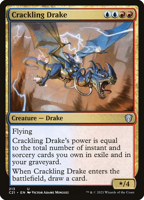 Commander 2021 - 213 - Crackling Drake - Uncommon - UR - Non-foil (Front)