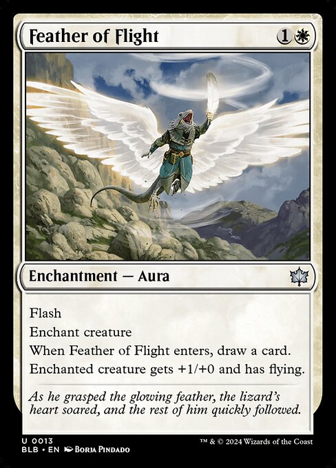 Bloomburrow - 13 - Feather of Flight - Uncommon - W - Non-foil (Front)
