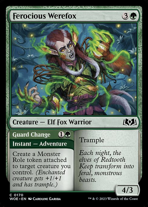 Wilds of Eldraine - 170 - Ferocious Werefox // Guard Change - Common - G - Non-foil (Front)