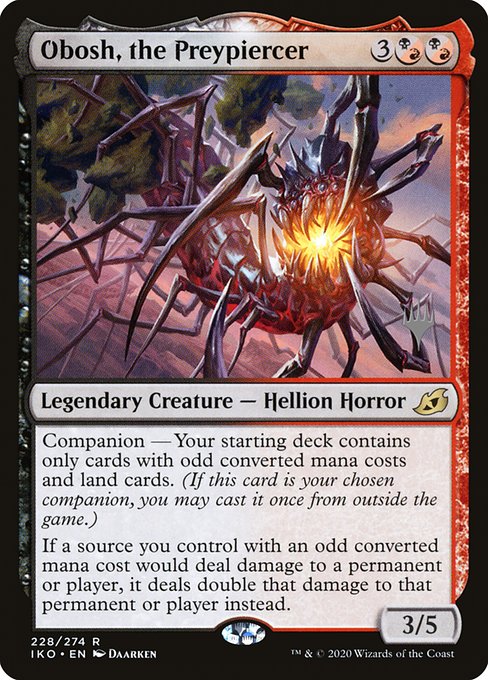 Ikoria: Lair of Behemoths Promos - 228p - Obosh, the Preypiercer - Rare - BR - Non-foil - Promo (Front)