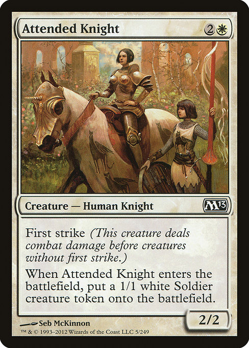 Magic 2013 - 5 - Attended Knight - Common - W - Non-foil (Front)