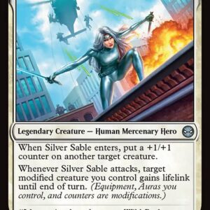 Marvel's Spider-Man - 13 - Silver Sable, Mercenary Leader - Uncommon - W - Foil (Front)
