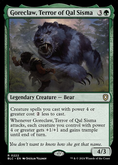 Bloomburrow Commander - 222 - Goreclaw, Terror of Qal Sisma - Rare - G - Non-foil (Front)