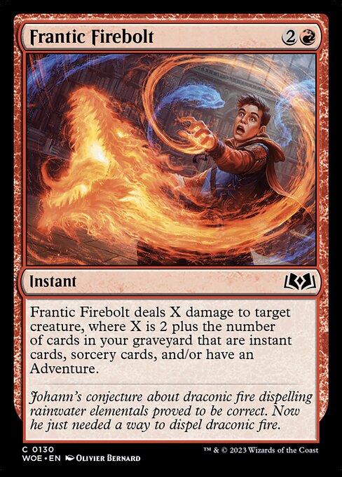 Wilds of Eldraine - 130 - Frantic Firebolt - Common - R - Non-foil (Front)