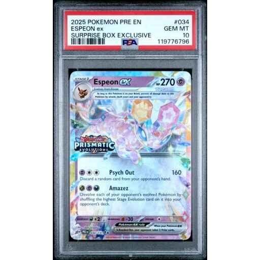 PSA 10 Gem Mint - 2025 Pokemon Prismatic Evolutions Promo Espeon ex (stamp) #34
