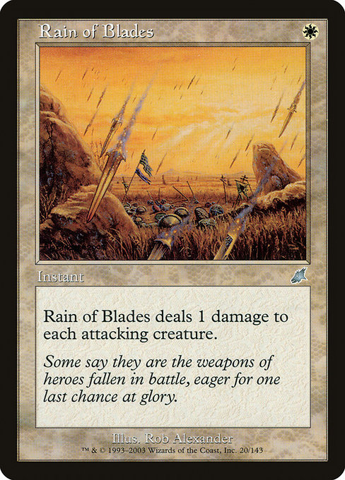 Scourge - 20 - Rain of Blades - Uncommon - W - Non-foil (Front)